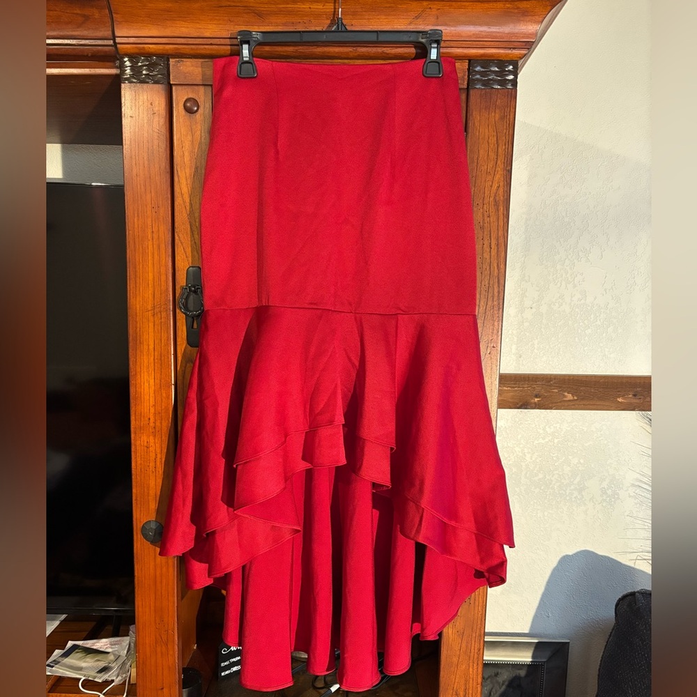 Mango Red Ruffle Skirt